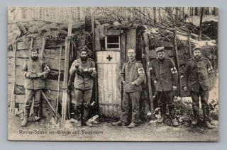 Antique Ww1 German Real Photo Rppc Postcard Battlefield Soldiers At Outpost
