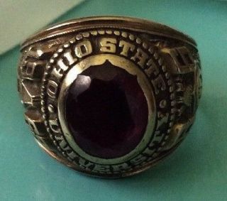 Vintage Ohio State University Ring 1968,  10k With Synthetic Ruby Stone
