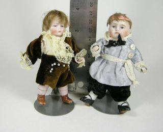 Vintage Miniature Porcelain Bisque Dolls Dollhouse Articulated Arms & Legs 2