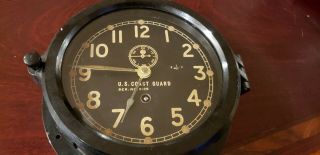 Wwii Chelsea Us Coast Guard Black Brass 6 " Dial Ships Clock W Key