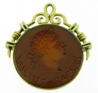 Antique Victorian 18ct Gold Julius Caesar Intaglio Seal Agate Fob Pendant