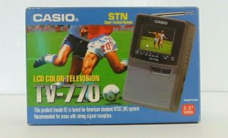 Vintage Casio Lcd Color Television Tv - 770 Portable Pocket Tv 2.  3 " Screen Vhf/uhf