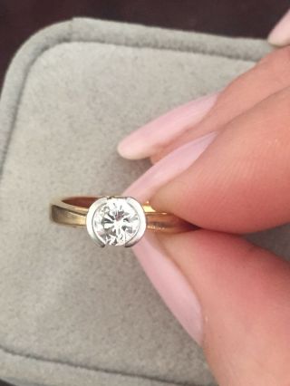 Ladies 18k Yellow Gold And Platinum Diamond Ring - Size 6