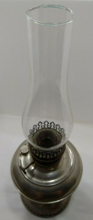 Antique B&h Nickle Plated Oil Hurricane Lamp