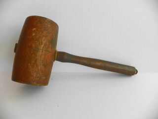 Antique Wood Mallet Vintage Wooden Woodworking Hammer Carpenter Tools Stamped Pa