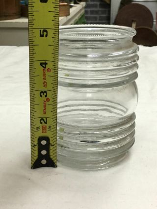 Vintage Glass Light Globe Rib Jelly Jar Clear Porch Ceiling Shade 3 1/8 "