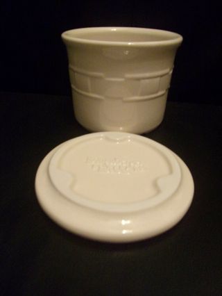 Longaberger Pottery Woven Traditions White 1 Pint Crock With Lid/coaster