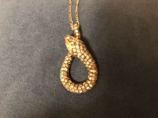 Chocolate And White Diamond Snake Pendant Necklace In 14k Gold (1 - 7/8 Ct.  T.  W. )