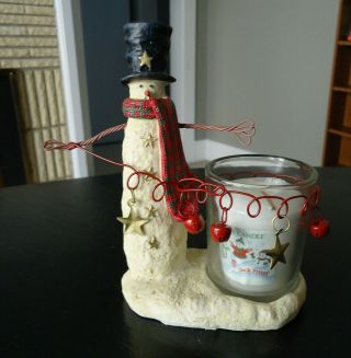 Yankee Candle Snowman Candle Holder Votive Jack Frost Bells