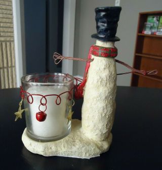 Yankee Candle Snowman Candle Holder Votive Jack Frost Bells 2
