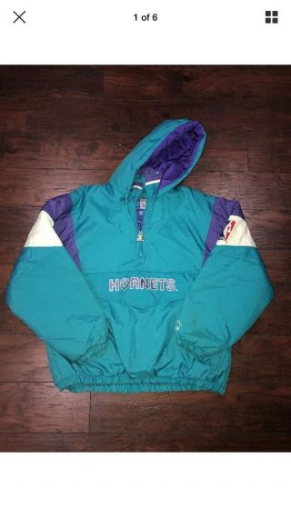 Vintage 90’s Charlotte Hornets Starter Jacket Nba Basketball Puffy Coat Xl