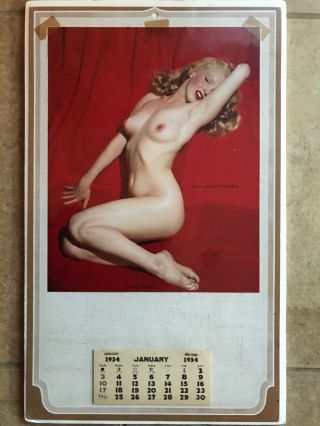 Vintage 1954 Marilyn Monroe Pin - Up Calendar Golden Dreams Pose Authentic