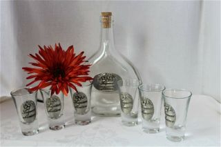 Vintage Italian Liqueur Maison Bottle Decanter & 6 Shot Glasses Set Italy