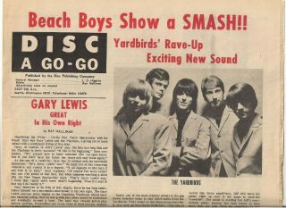 Disc A Go - Go Vol 2 1 Jan 1966 Kjr Seattle Newspaper Yardbirds Gary Lewis Byrds