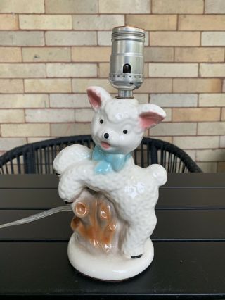 Vintage Ceramic Pottery Little Lamb Sheep Nursery Lamp
