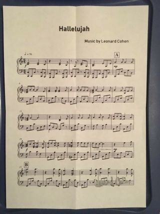 Leonard Cohen Hand Signed Music Sheet - Autograph Of Musician ‘hallelujah’