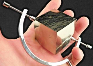 A Huge And 100 Natural Pyrite Crystal Cube With Stand From Spain 622gr E
