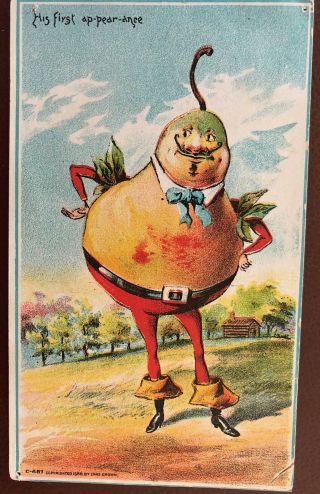 Victorian Adv Trade Card Veggie People Fancy Pear: Mason Grant Mi Old Homestead