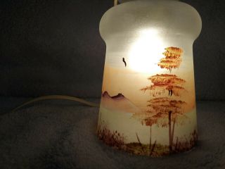 Vintage Antique Reverse Painted Glass Shade