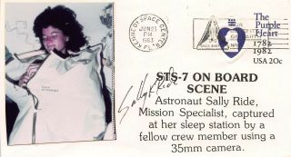 Space Shuttle Photo Cacheted Cover,  Sts - 7,  Signed By Astronaut Sally K.  Ride