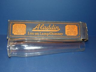 Aladdin Lox - On Chimney 12 1/2 " Boxed Model B & 12 Oil Lamp Paraffin Vintage