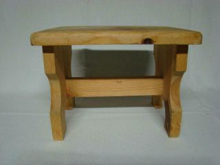 Vintage Small Wood Foot Step Stool Ottoman Bench