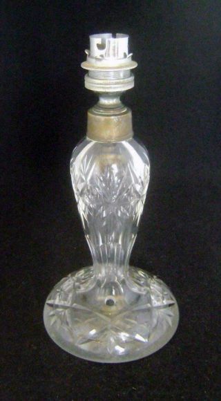 Vintage Cut Glass & Chrome Plated Table Lamp Base : To Rewire