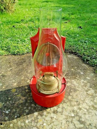 Vintage Metal Wall Hanging Paraffin Oil Lamp Red Painted Decoration