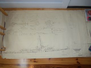 Vintage Navy Destroyer Escort Ship 1947 Blueprint Plan 30 X 56