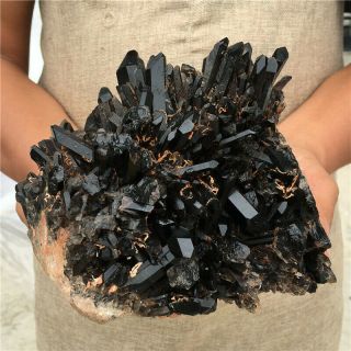 7.  5lb Natural Black Quartz Cluster Mineral Crystal Specimen Healing Ot4127