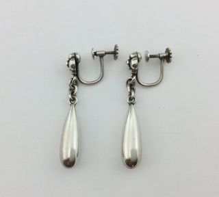 Vintage Art Deco George Jensen Earrings Silver Drop No 18 C1929