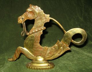 Antique Wyvern Venetian Italy Gondola Sea Horse Figurine Statue Brass Art