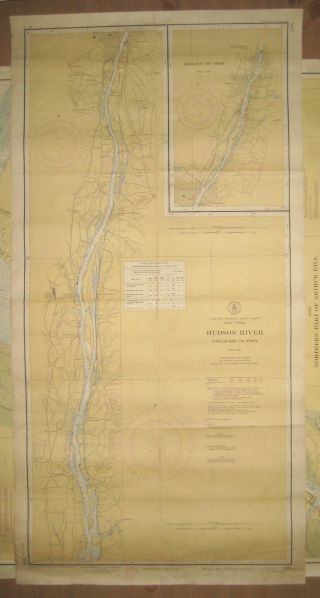 Vtg 1953 C&gs Nautical Chart 284 Hudson River Coxsackie To Troy 22 " X 43 "