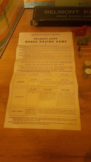 VINTAGE 1930 ' S MARKS BROTHERS CO.  BELMONT PARK HORSE RACE GAME (COMPLETE) 2