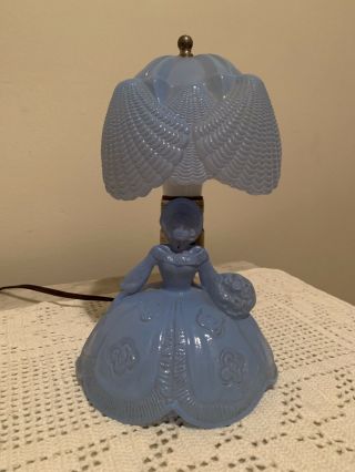 Vintage Blue Depression Glass Southern Belle Lamp
