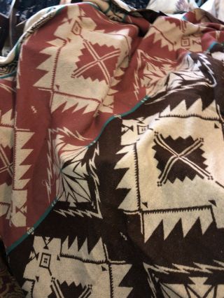 Vintage Beacon Blanket Wool Cotton Southwest Native Indian Pattern 78” X 89”
