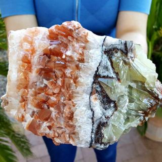Spectacular Large 6 1/2 Inch Tri Color Banded Calcite Crystal