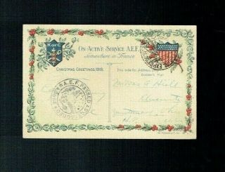 1918 A.  E.  F.  Soldiers Christmas Postcard Wwi Censor Stamp & Postal Express Cancel