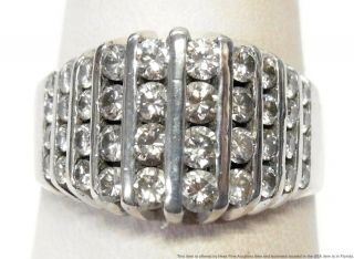 1.  75ctw Quality Diamond 18k White Gold Mens Ring Channel Set Wide Cigar Band Sz9