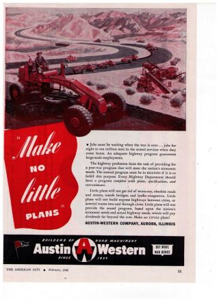 1945 Austin Western Road Machinery " Being Up To Date " Vintage Print Advert