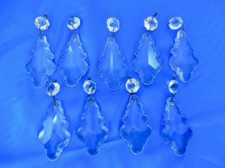 Set Of 9 Antique - Vintage French Glass Chandelier Pendalogues - Prisms.  2 5/8 "