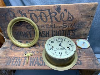 Seth Thomas Us Navy Deck Clock No.  3 Movement Dial Key Case Brass Parts Repair