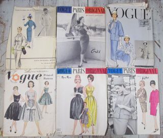6 Vintage 1950 - 60s VOGUE PARIS Evening Gown,  Suit & Day Dress Patterns 2