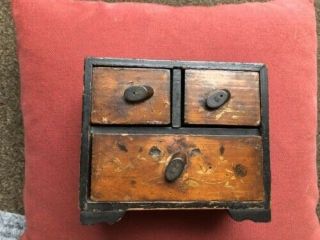 Small Wooden Chest With Drawers,  Vintage