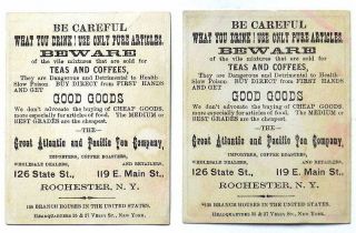 1880s VICTORIAN ADVERTISING TRADE CARDS A&P ATLANTIC PACIFIC TEA Co ROCHESTER NY 2