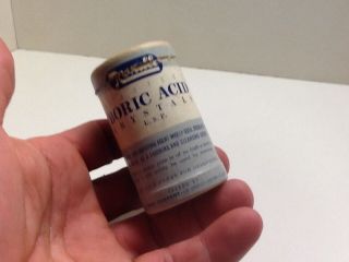 Small Vintage Rexall Boric Acid Crystals Advertising Container.