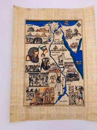 Large Egyptian Papyrus Paper Map Of Egypt Treasures Of The Nile 17 " X 13 "