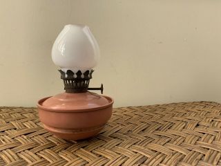 Vintage Kelly Pixie Nursery Oil Lamp Lantern Weighted Base Rare Pink Colour