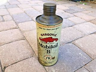 Vintage Mobiloil " B " Gargoyle Cone Top Oil Can Service Station Old Garage