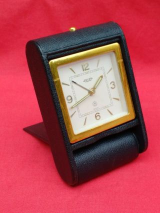 Antique / Vintage Jaeger Travel Alarm Clock.  8 Day Movement,  Good Case